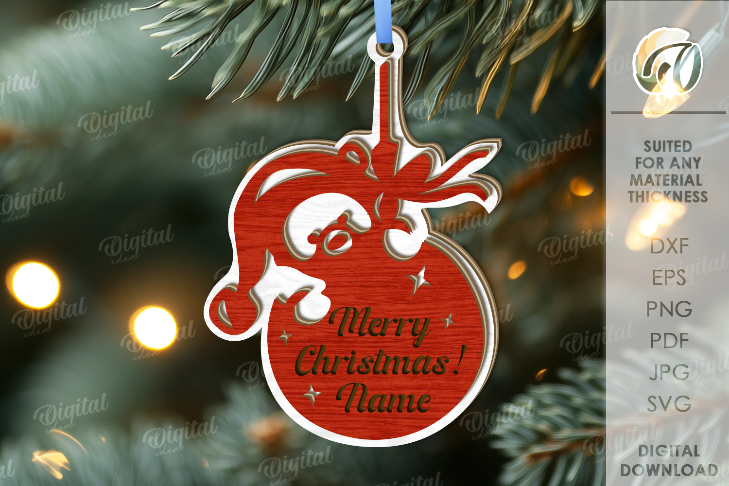 Christmas Tag Laser Cut. Christmas Tree Decor SVG product image 1