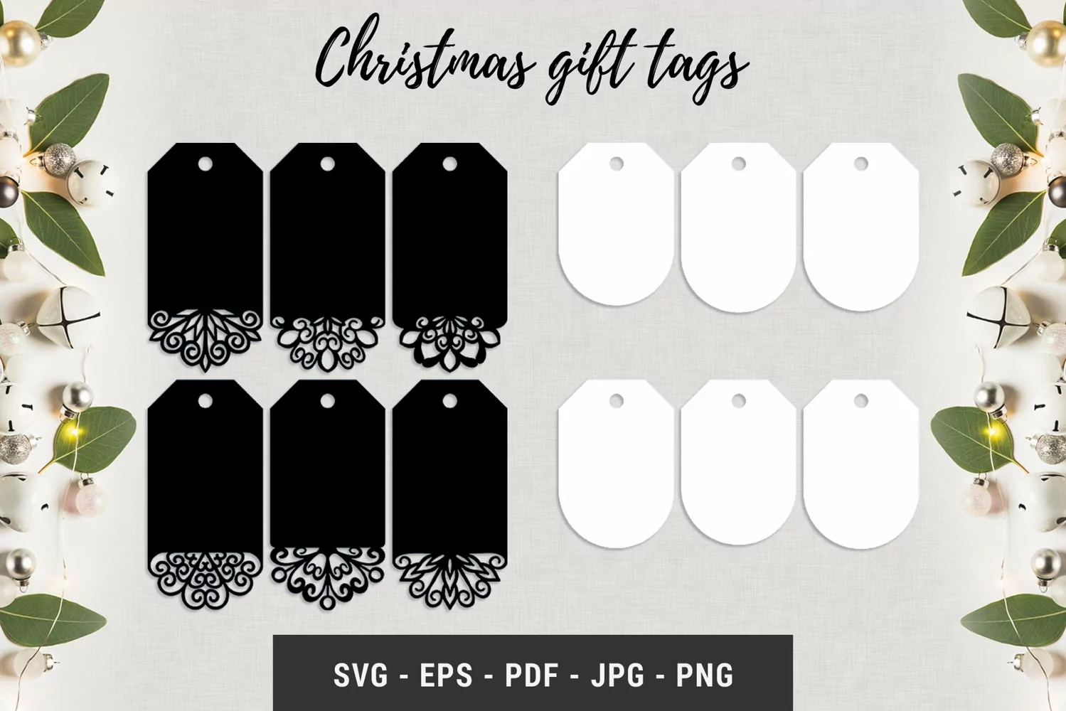Christmas gift tags papercut templates | Snowflake ornament product image 1