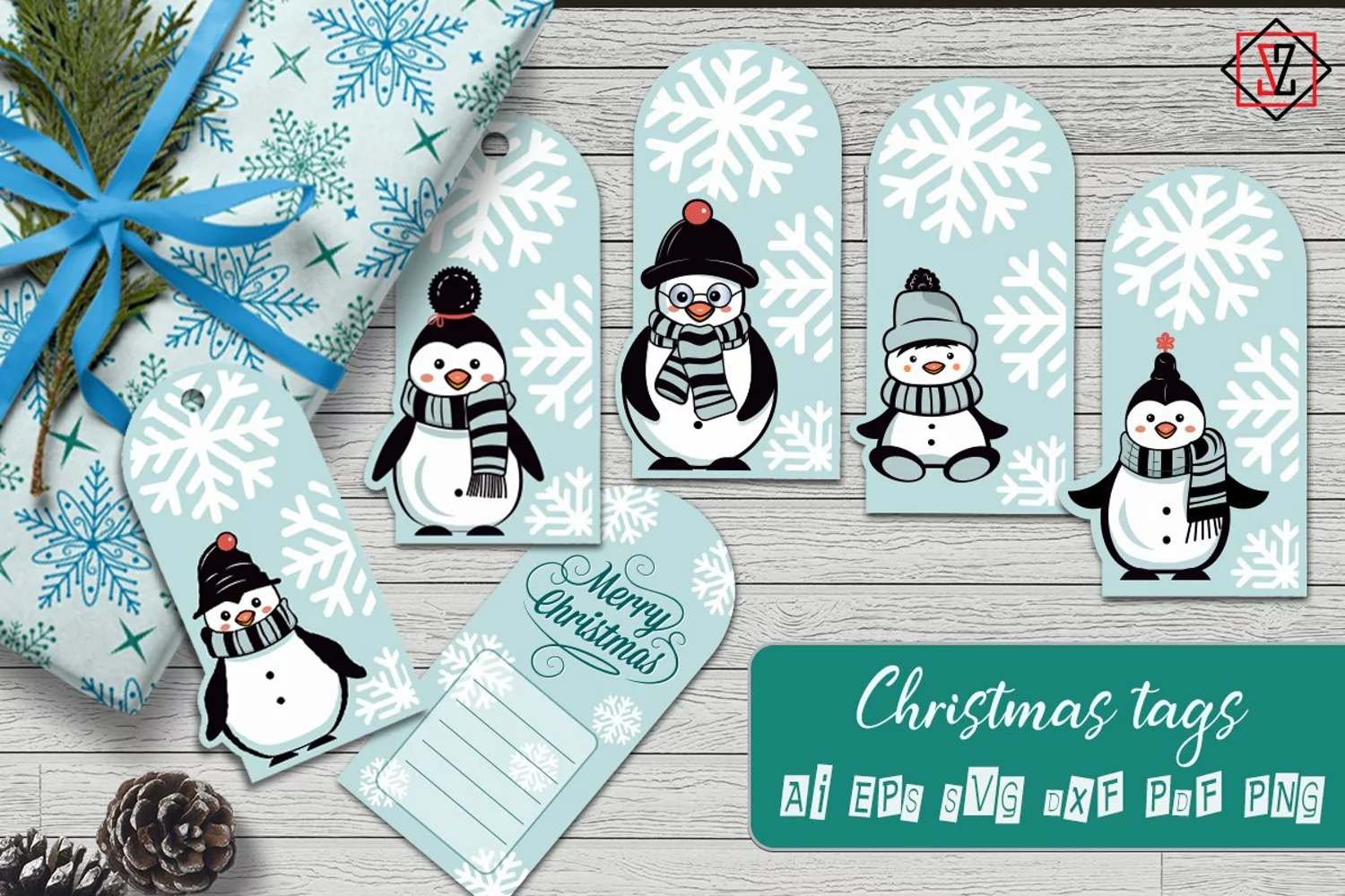 Christmas tags with penguins product image 1