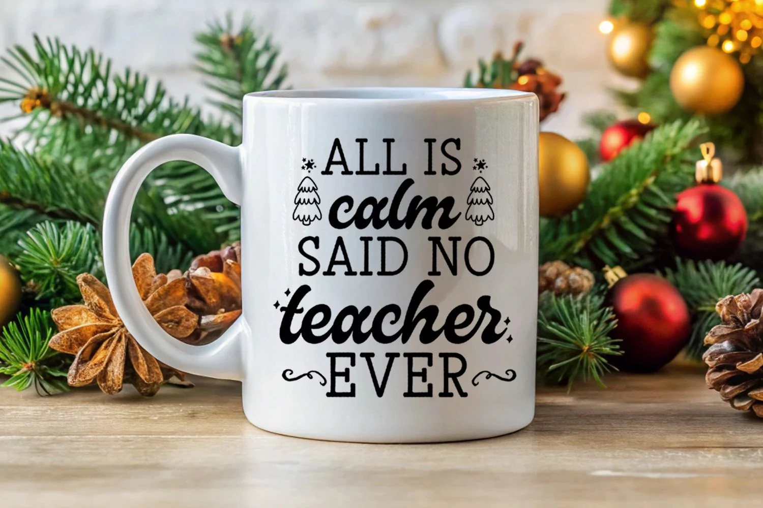 All Is Calm I Christmas Teacher Shirt SVG I Teacher SVG product image 1