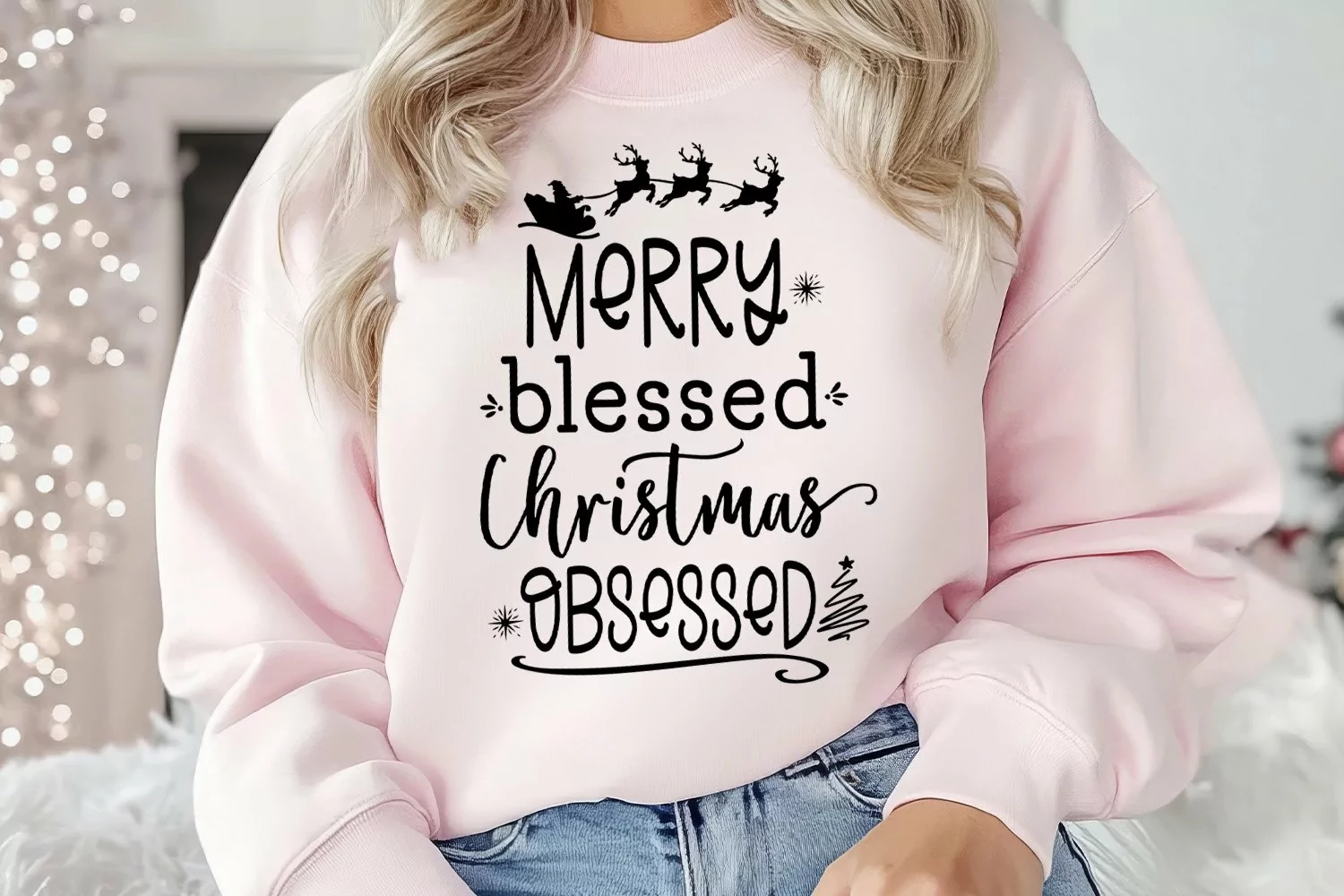 Merry Blessed Christmas Obsessed SVG I Christmas Shirt SVG product image 1