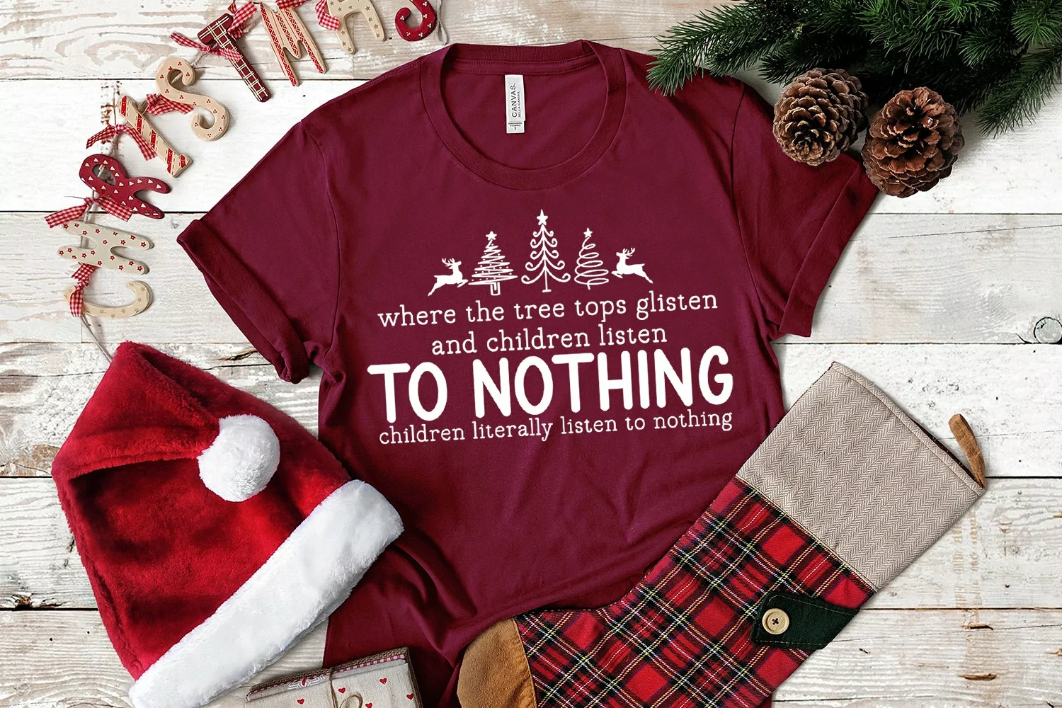 Where Tree Tops Glisten I Christmas Teacher Shirt SVG product image 1