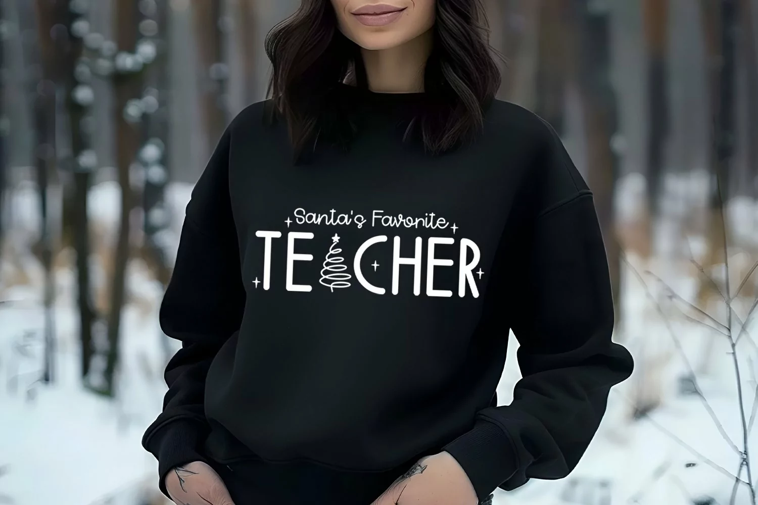 Santa's Favorite Teacher SVG I Christmas Teacher Shirt SVG product image 1