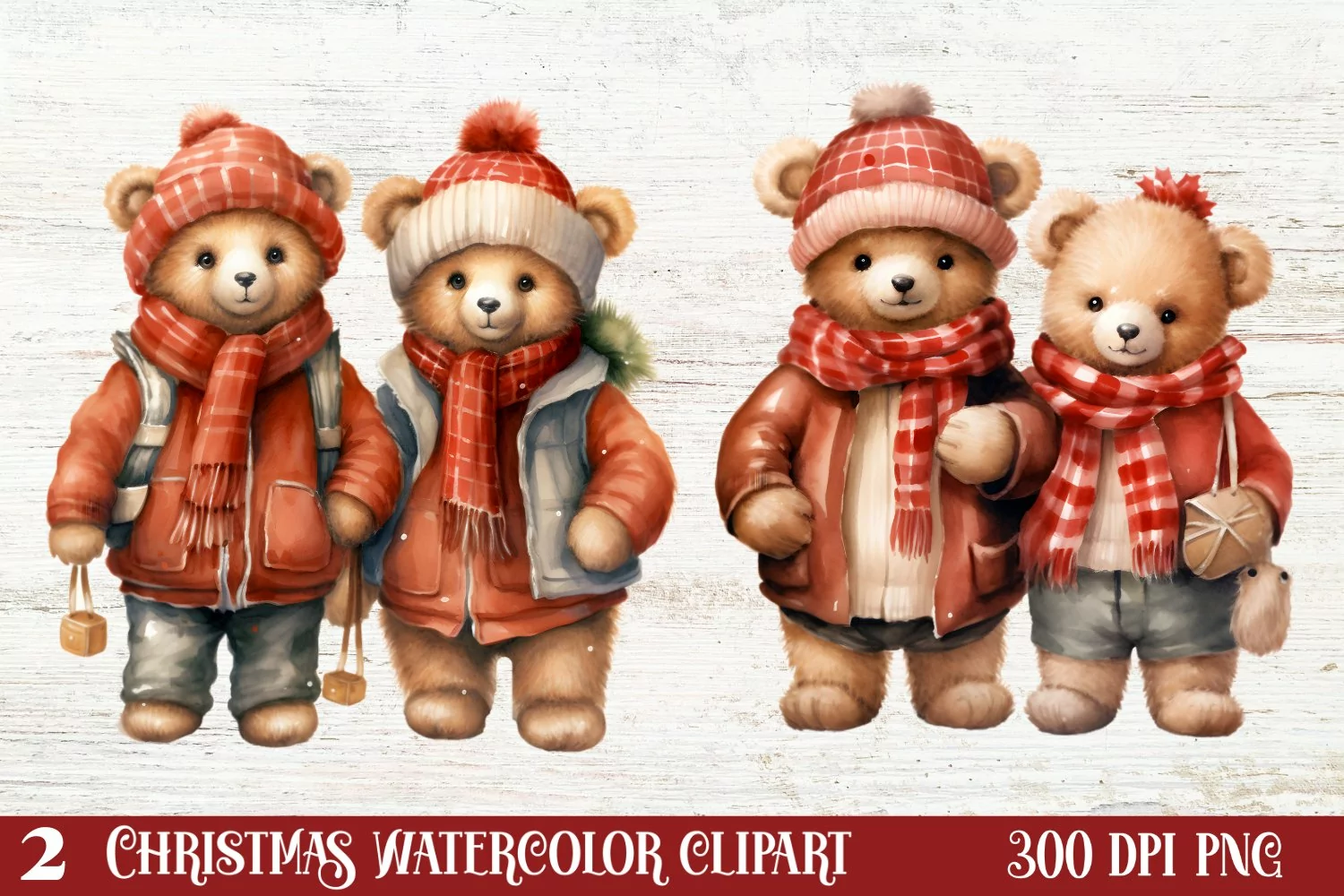 Christmas Teddy Bear Clipart Sublimation, Christmas PNG product image 1