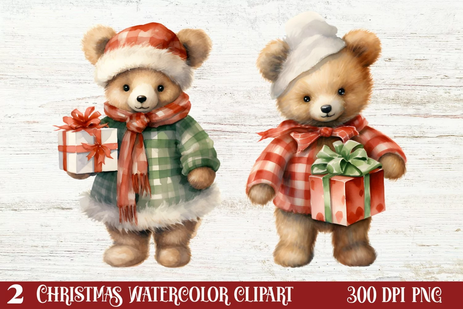 Christmas Teddy Bear Clipart Sublimation, Christmas PNG product image 1