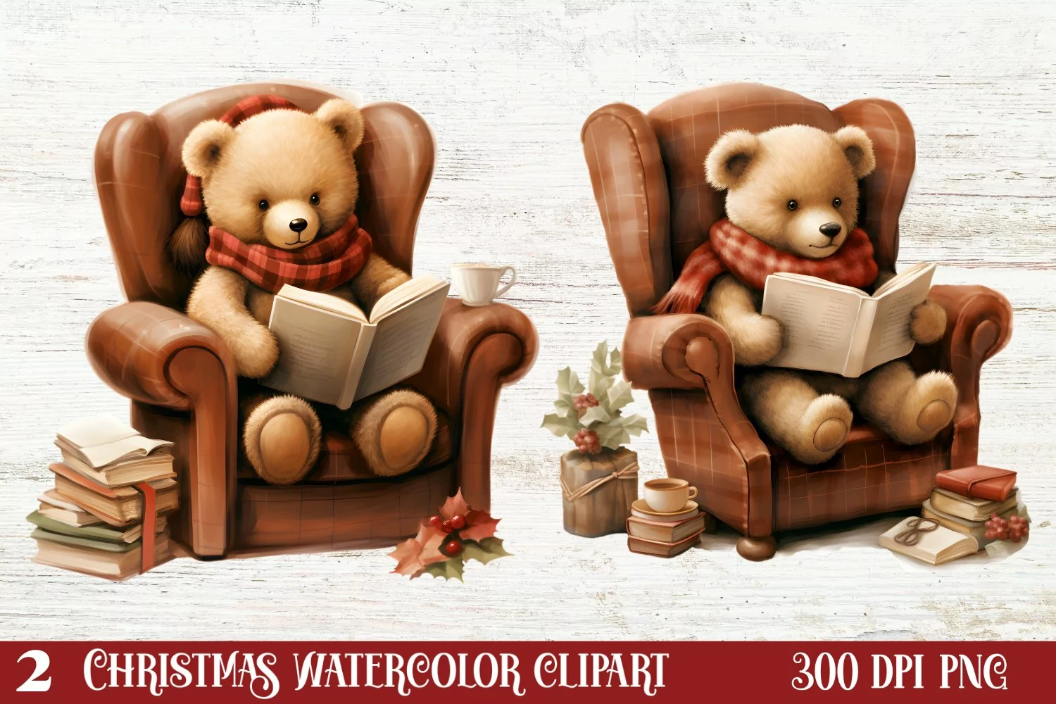 Christmas Teddy Bear Clipart Sublimation, Christmas PNG product image 1
