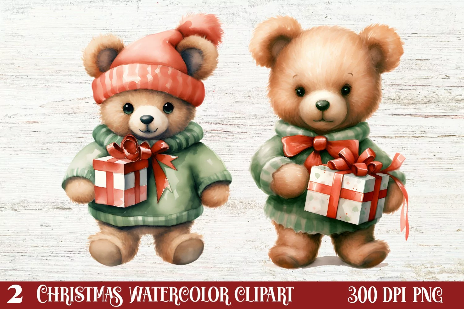 Christmas Teddy Bear Clipart Sublimation, Christmas PNG product image 1