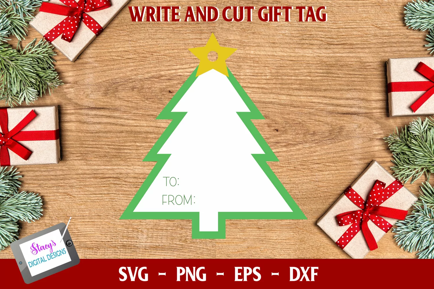 Christmas Gift Tag | Draw and Cut Gift Tag | Christmas Tree product image 1