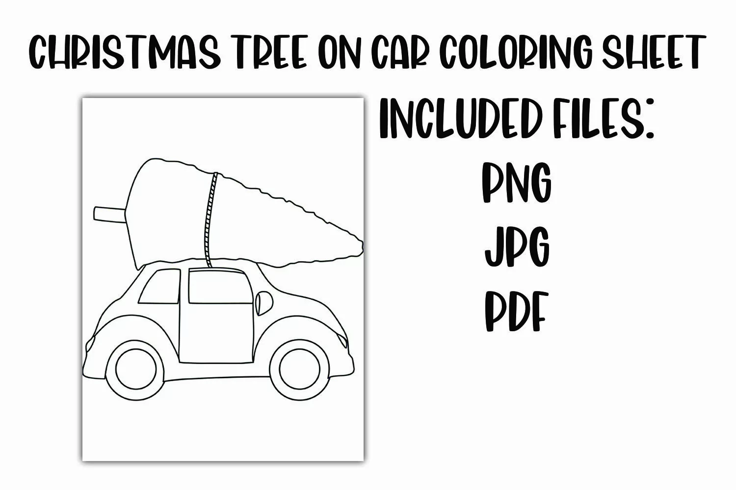 Christmas Tree on Car Coloring Sheet product image 1