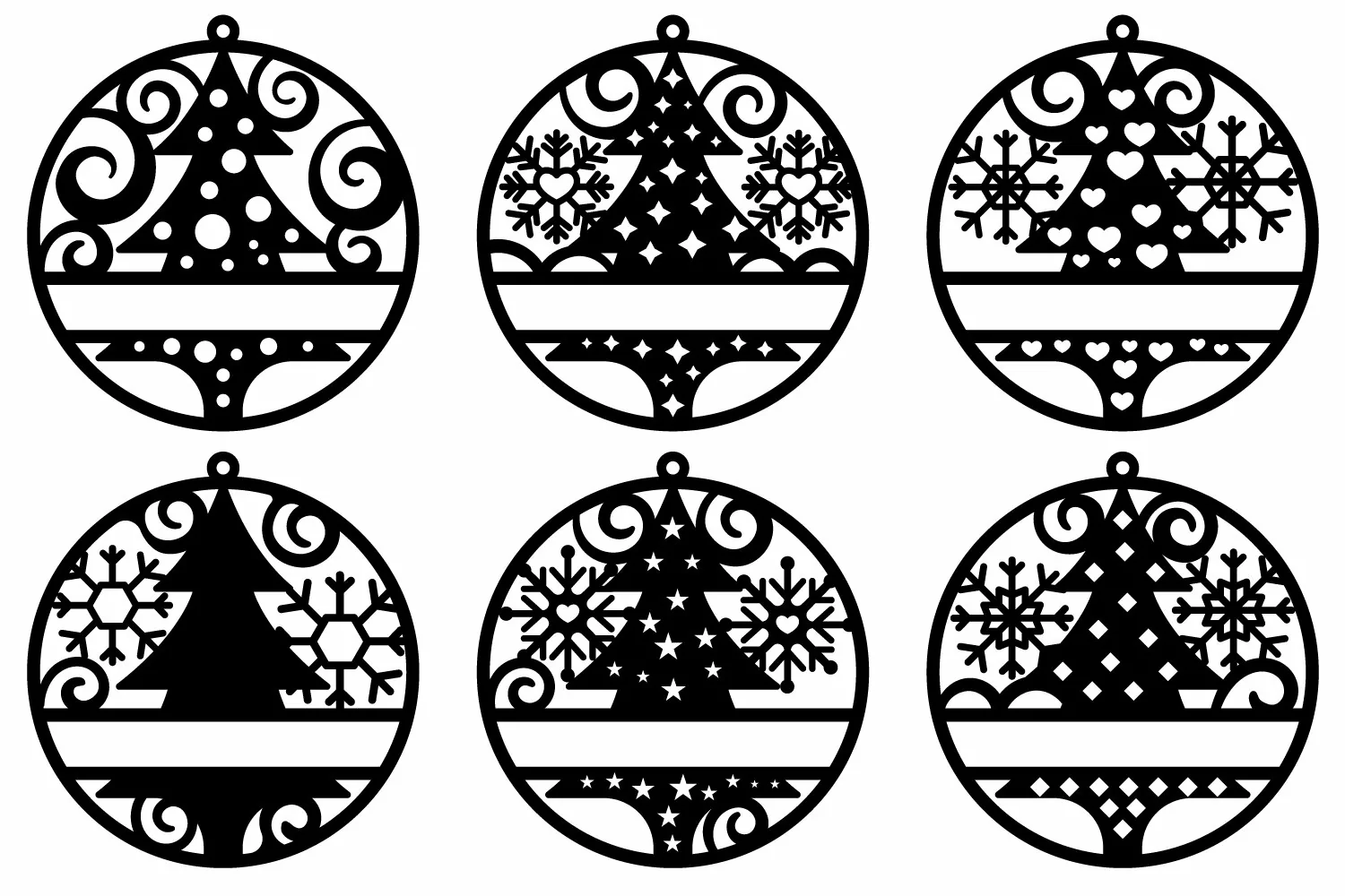Papercut Christmas Tree Ornament Monograms with Snowflakes product image 1
