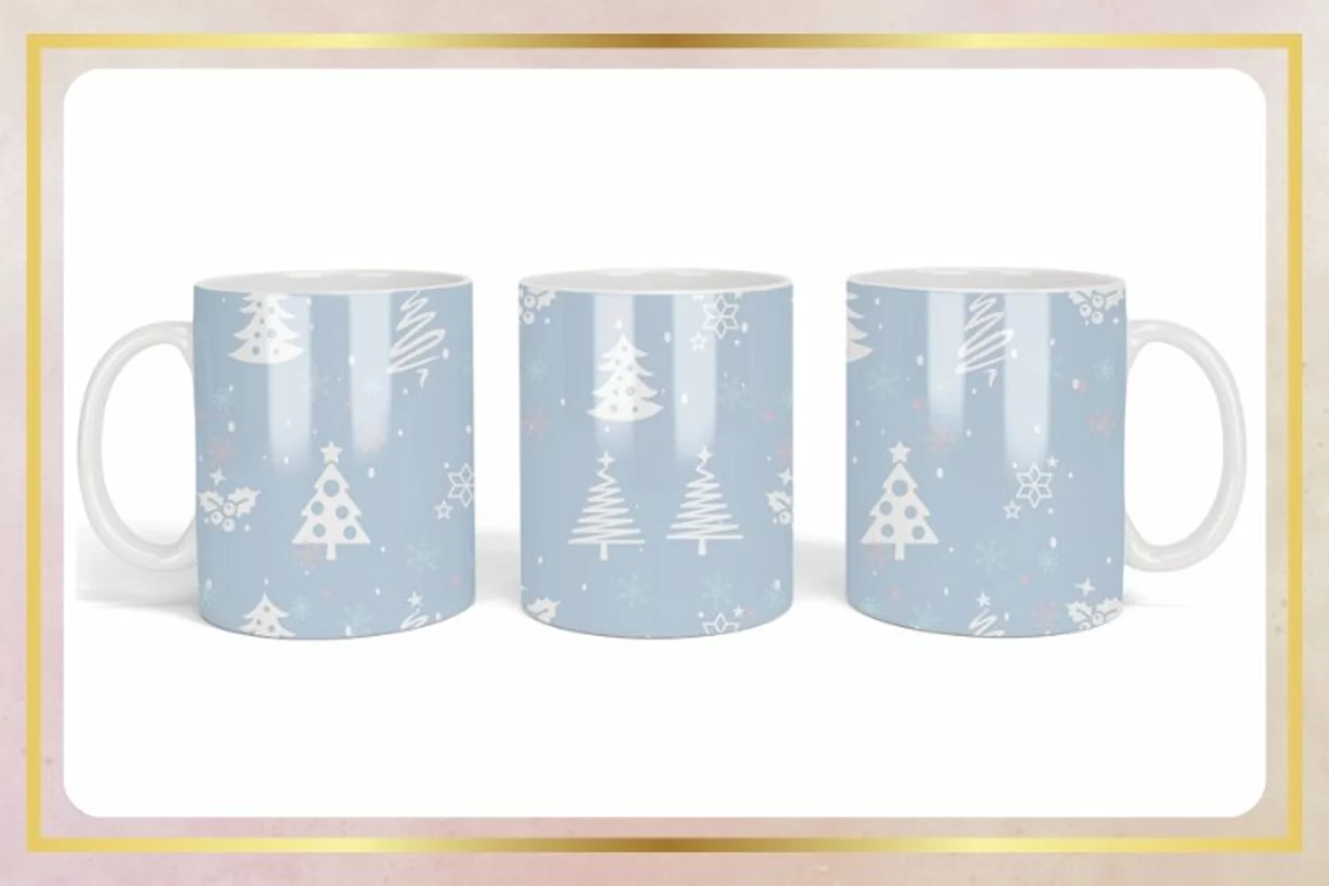 Christmas tree watercolor sublimation coffee mug wrap product image 1