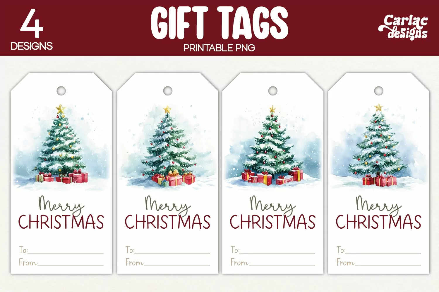 christmas trees gift tags