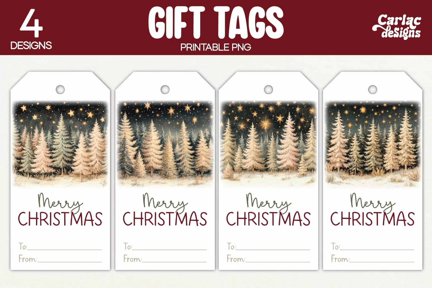christmas trees gift tags