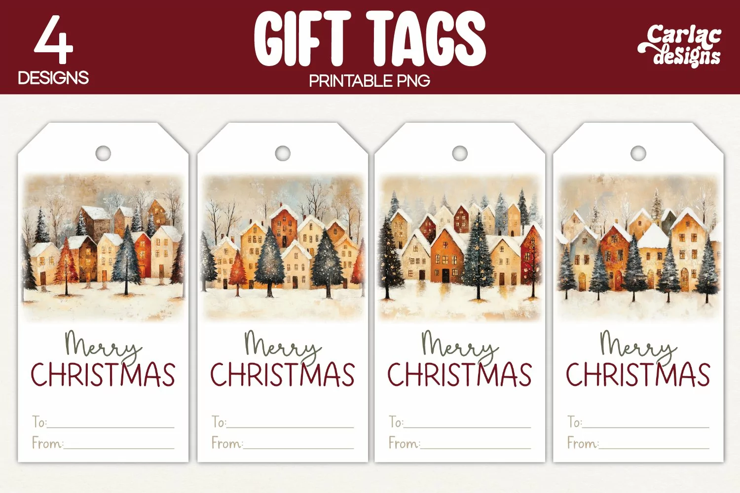 christmas trees gift tags