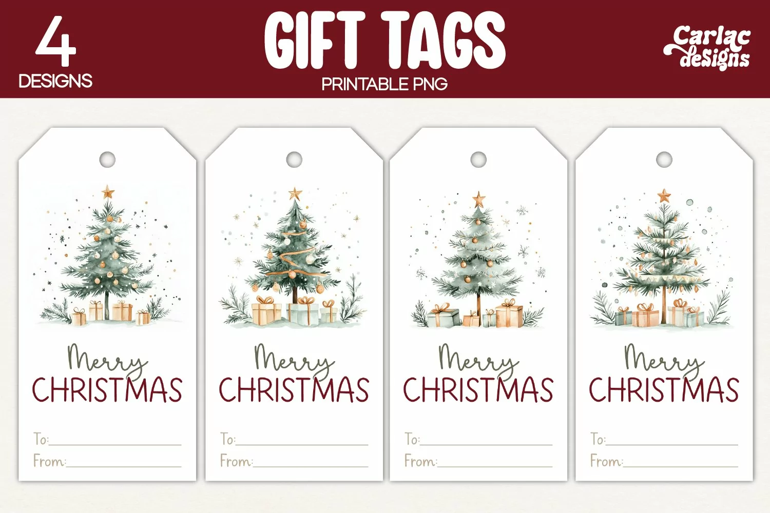 christmas trees gift tags