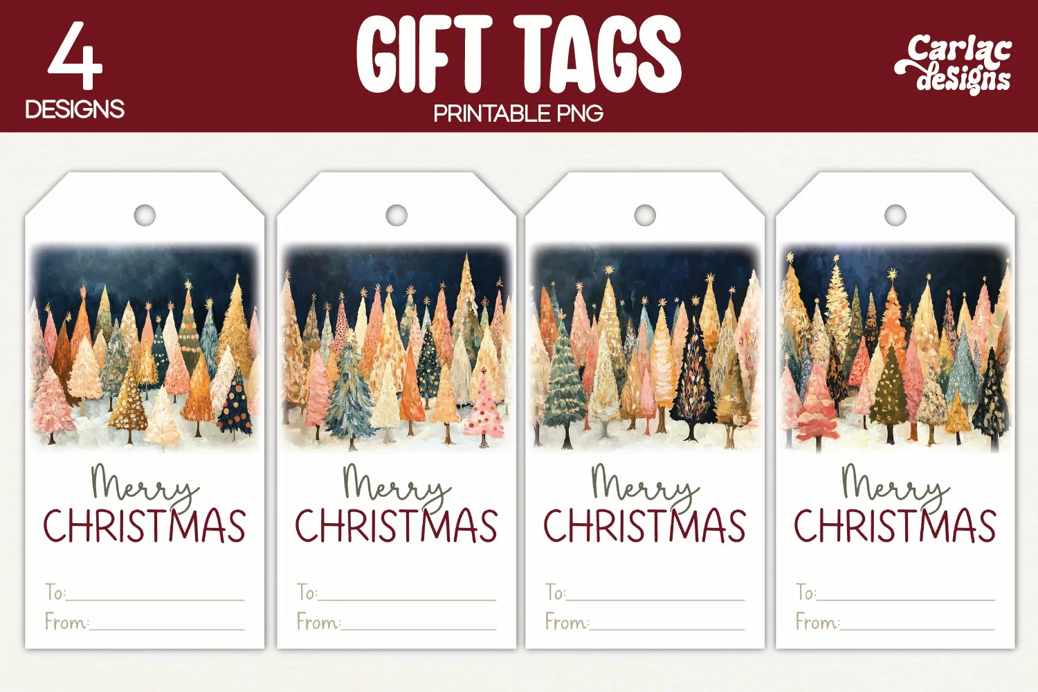 christmas trees gift tags