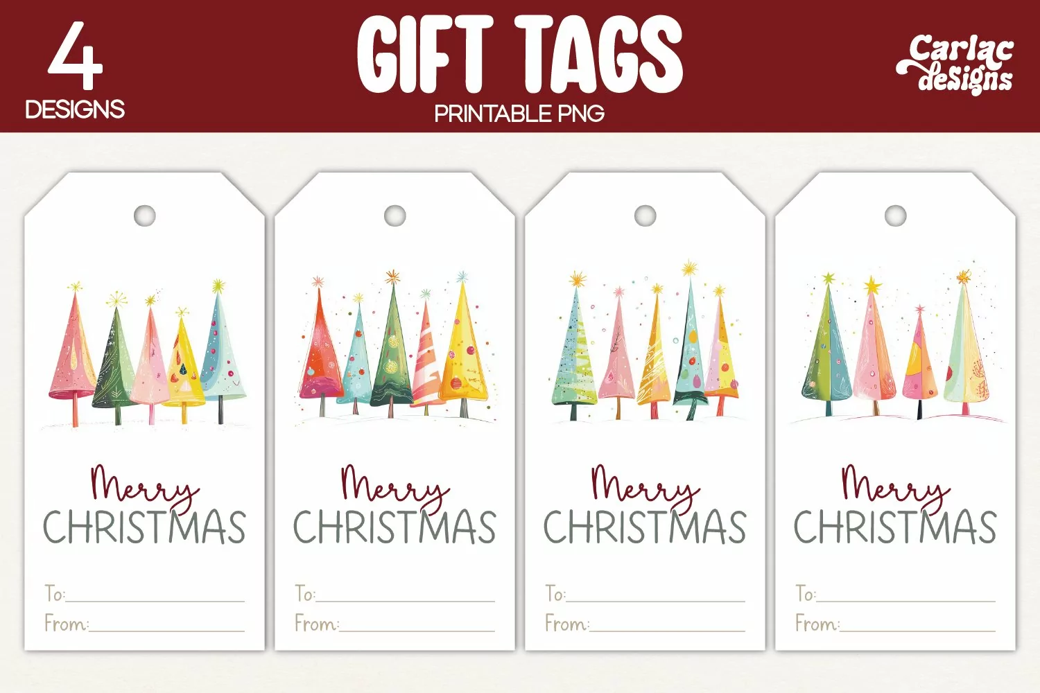 christmas trees gift tags