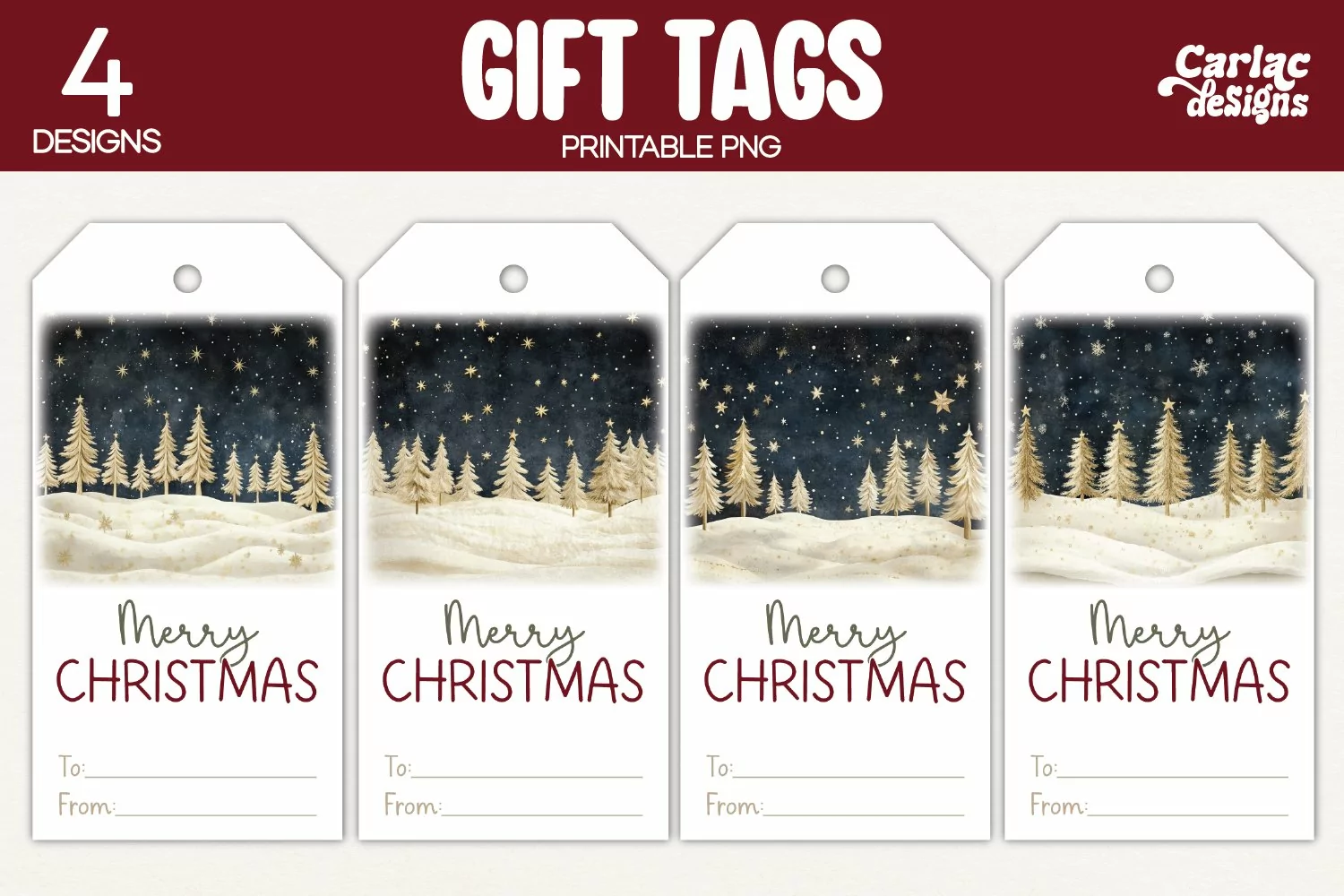 christmas trees gift tags