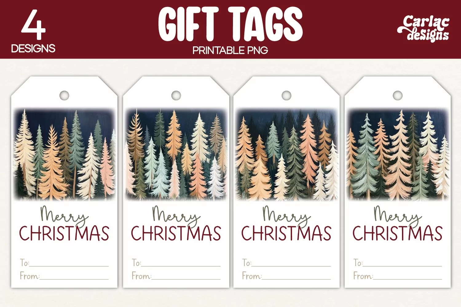christmas trees gift tags