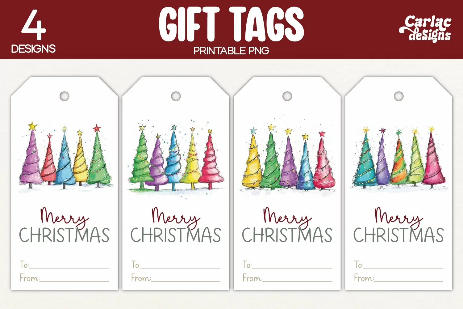 christmas trees gift tags