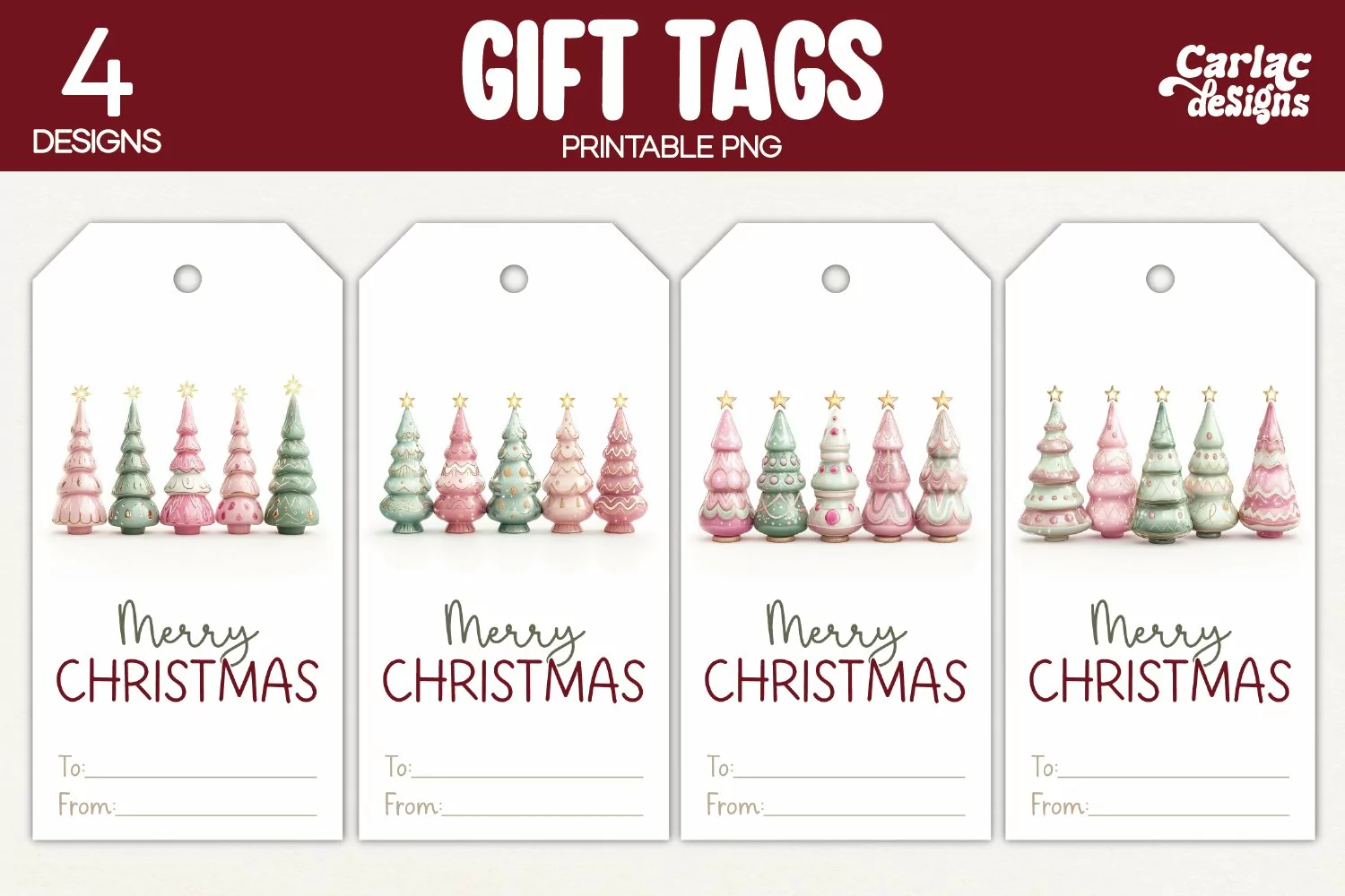 christmas trees gift tags