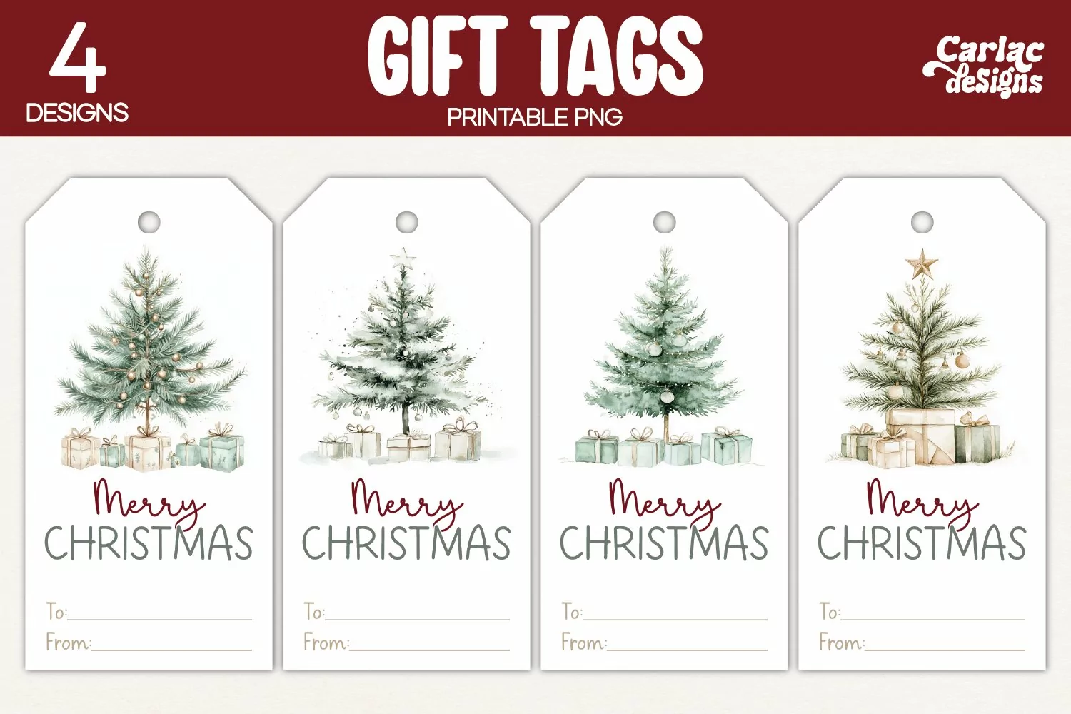 christmas trees gift tags