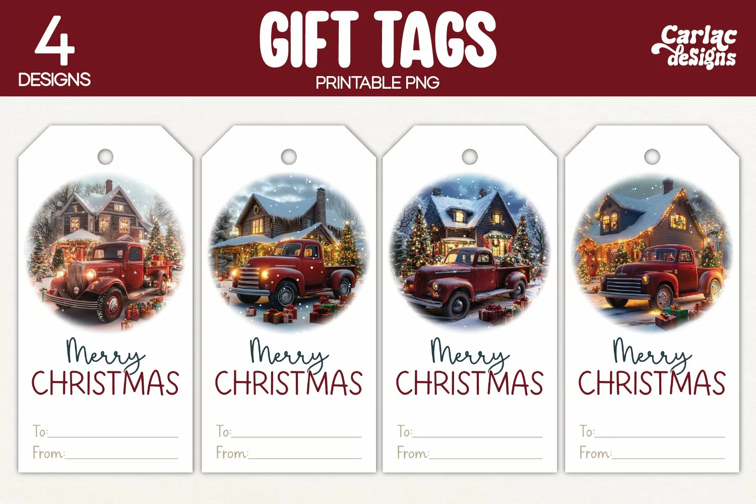 christmas truck gift tags