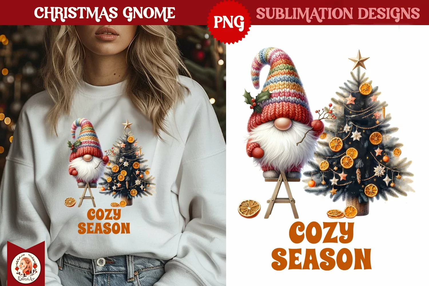 Christmas Gnomes Sublimation, Cute Christmas Gnome product image 1