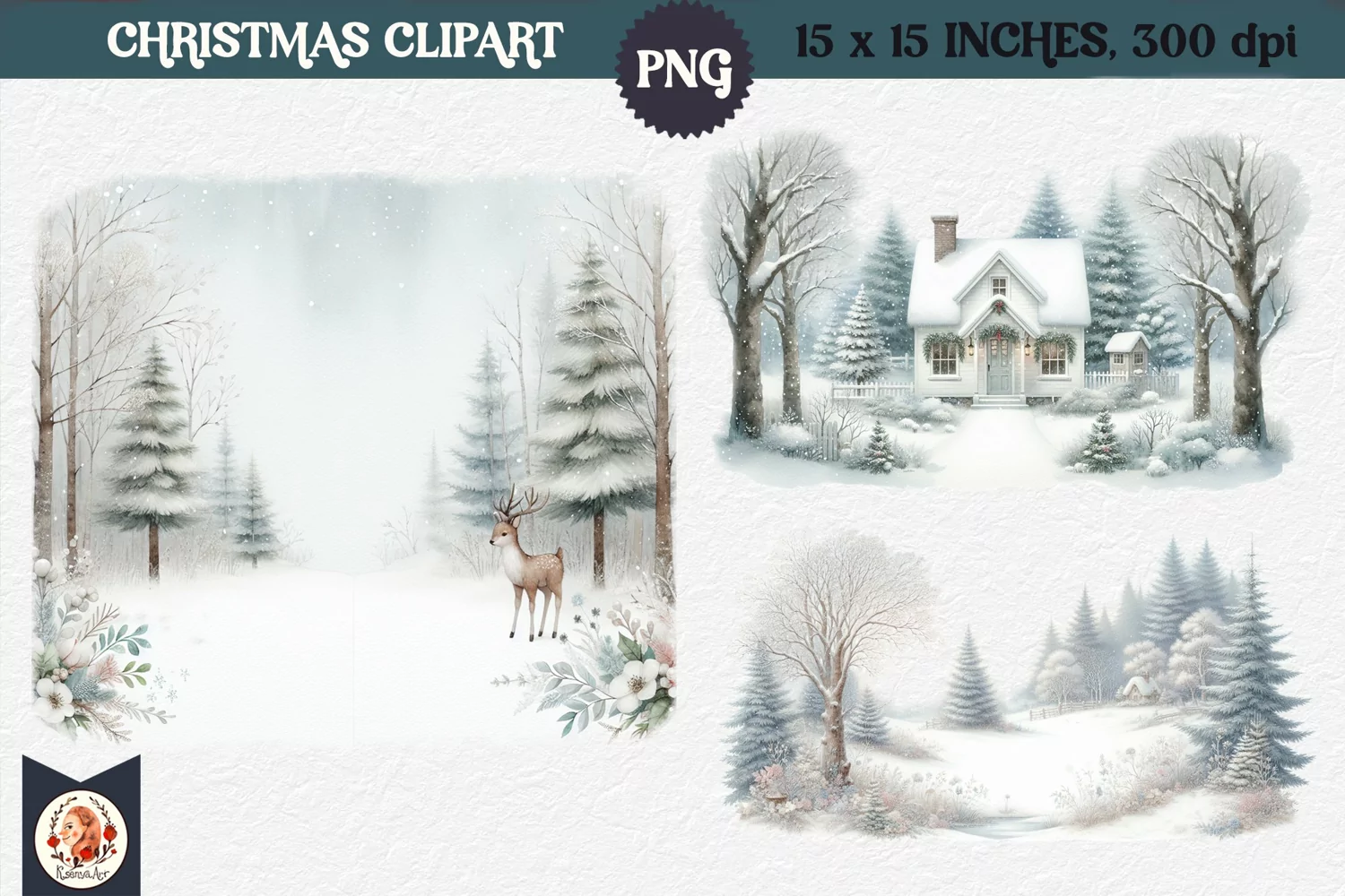 Winter background, Snow Forest Clipart product image 1