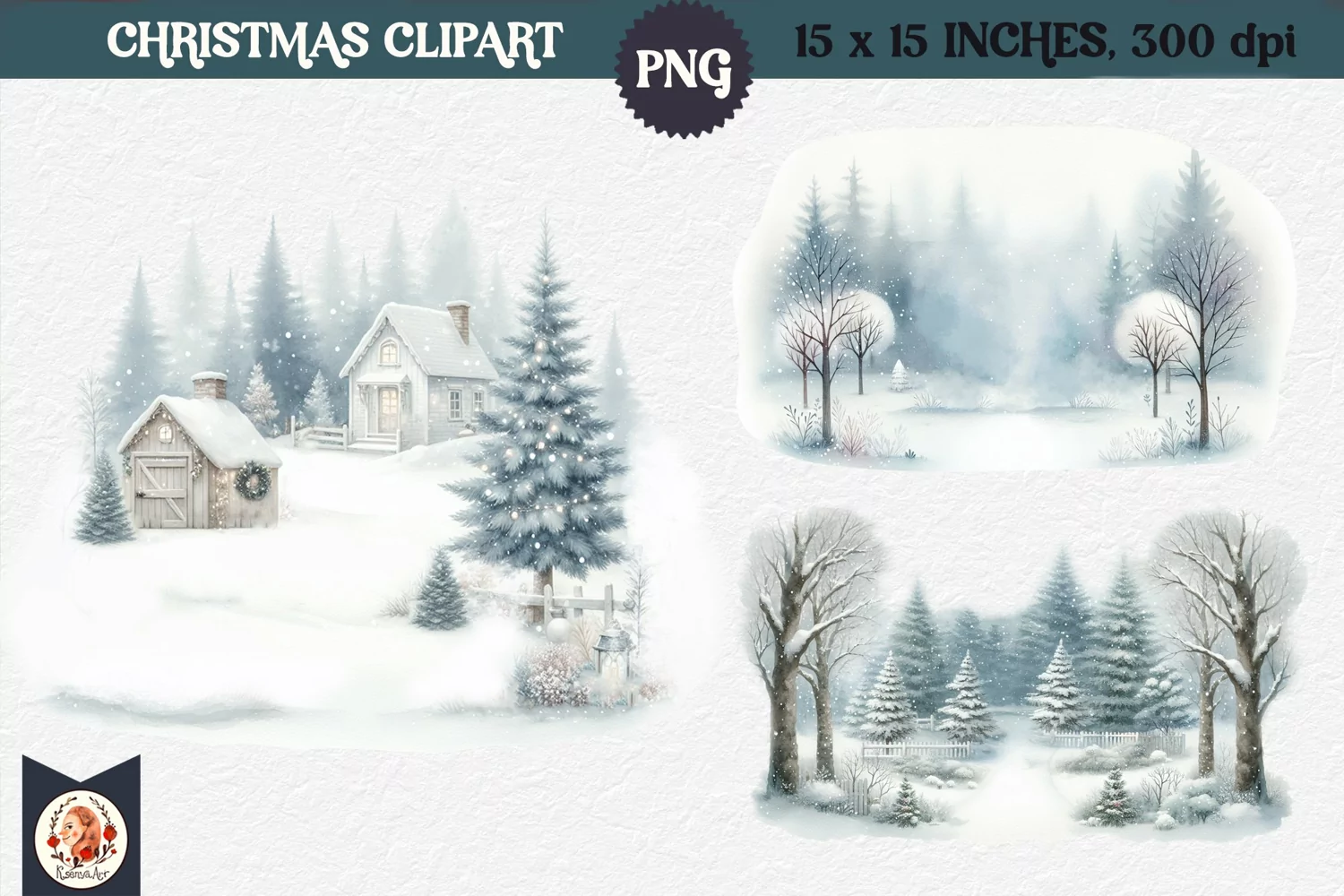 Winter background, Snow Forest Clipart product image 1
