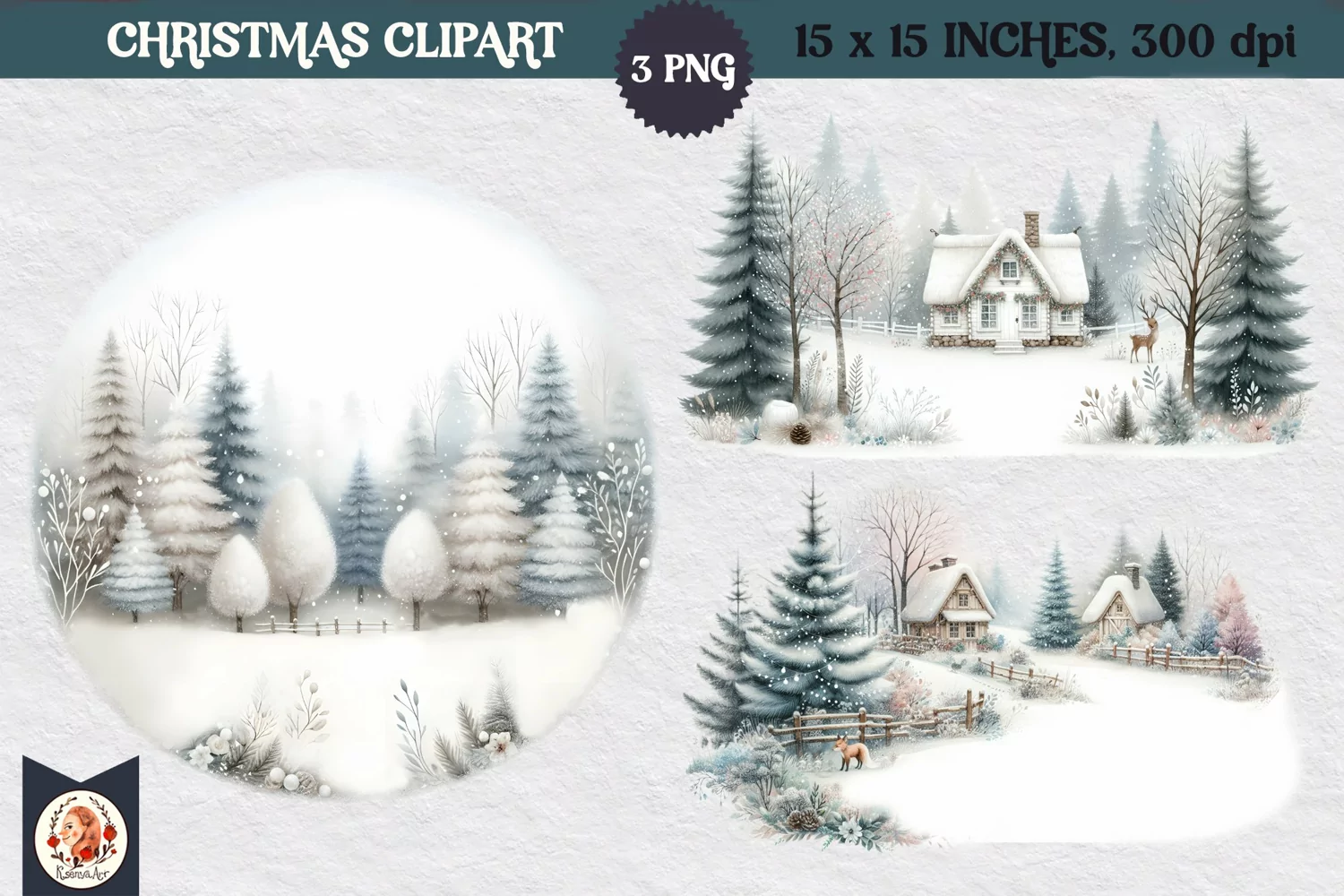 Winter background, Snow Forest Clipart product image 1