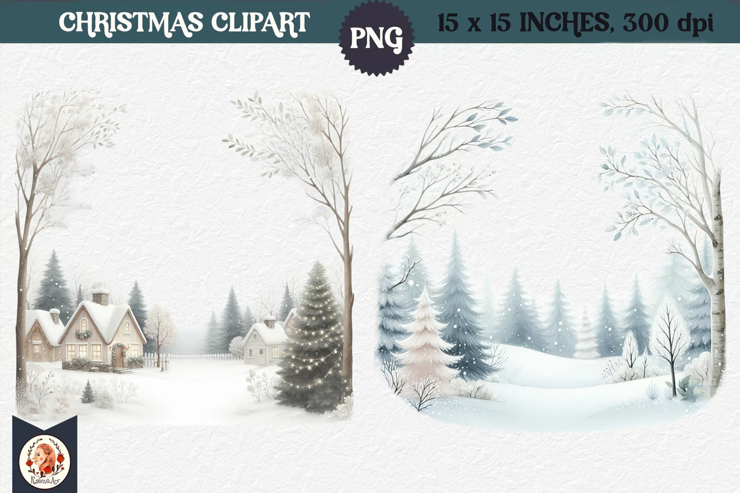 Winter background, Snow Forest Clipart product image 1