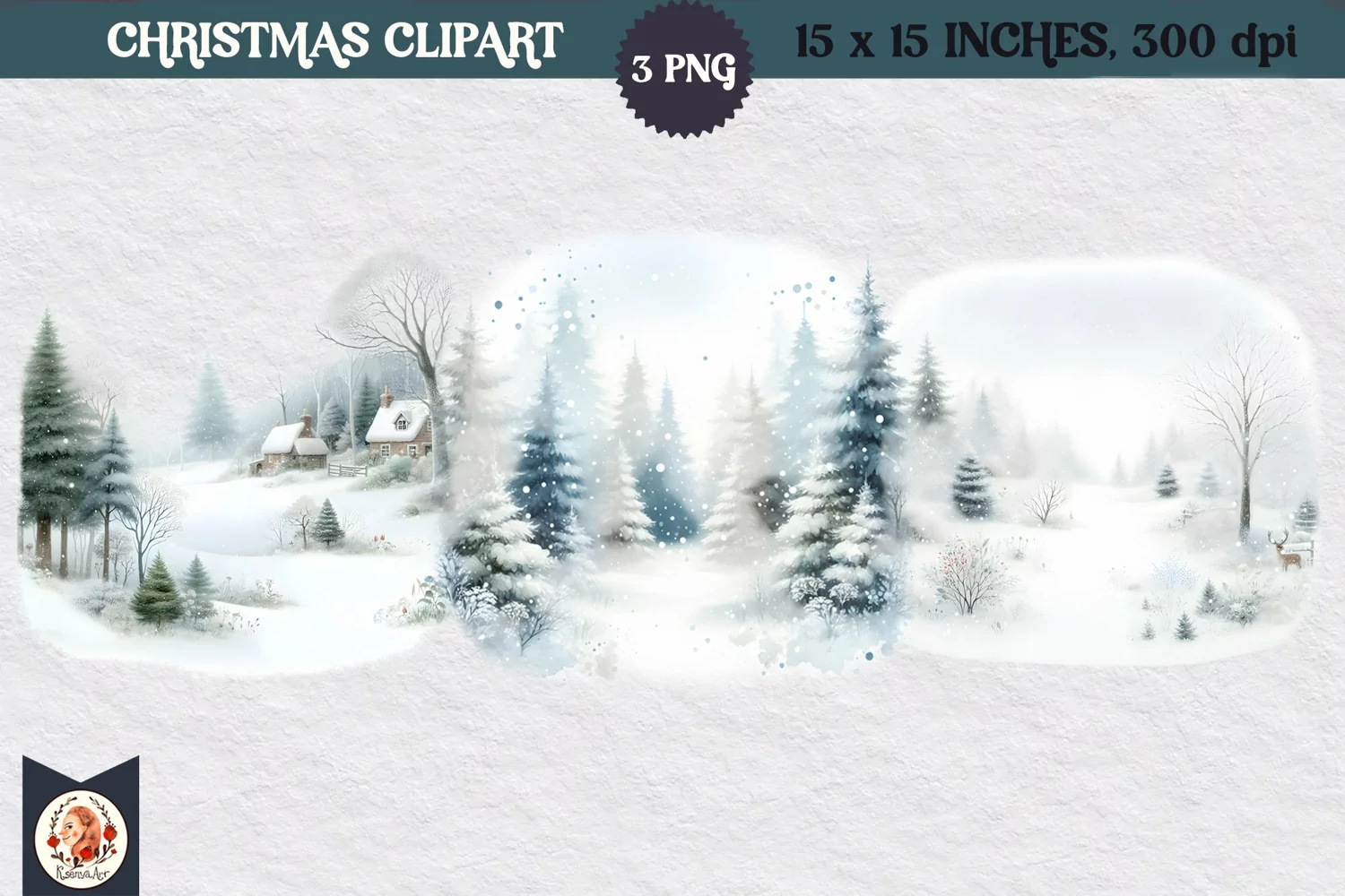 Winter background, Snow Forest Clipart product image 1