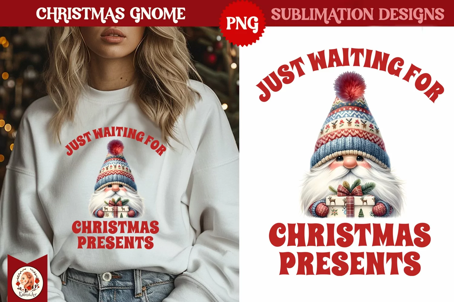 Christmas Gnomes Sublimation, Cute Christmas Gnome product image 1