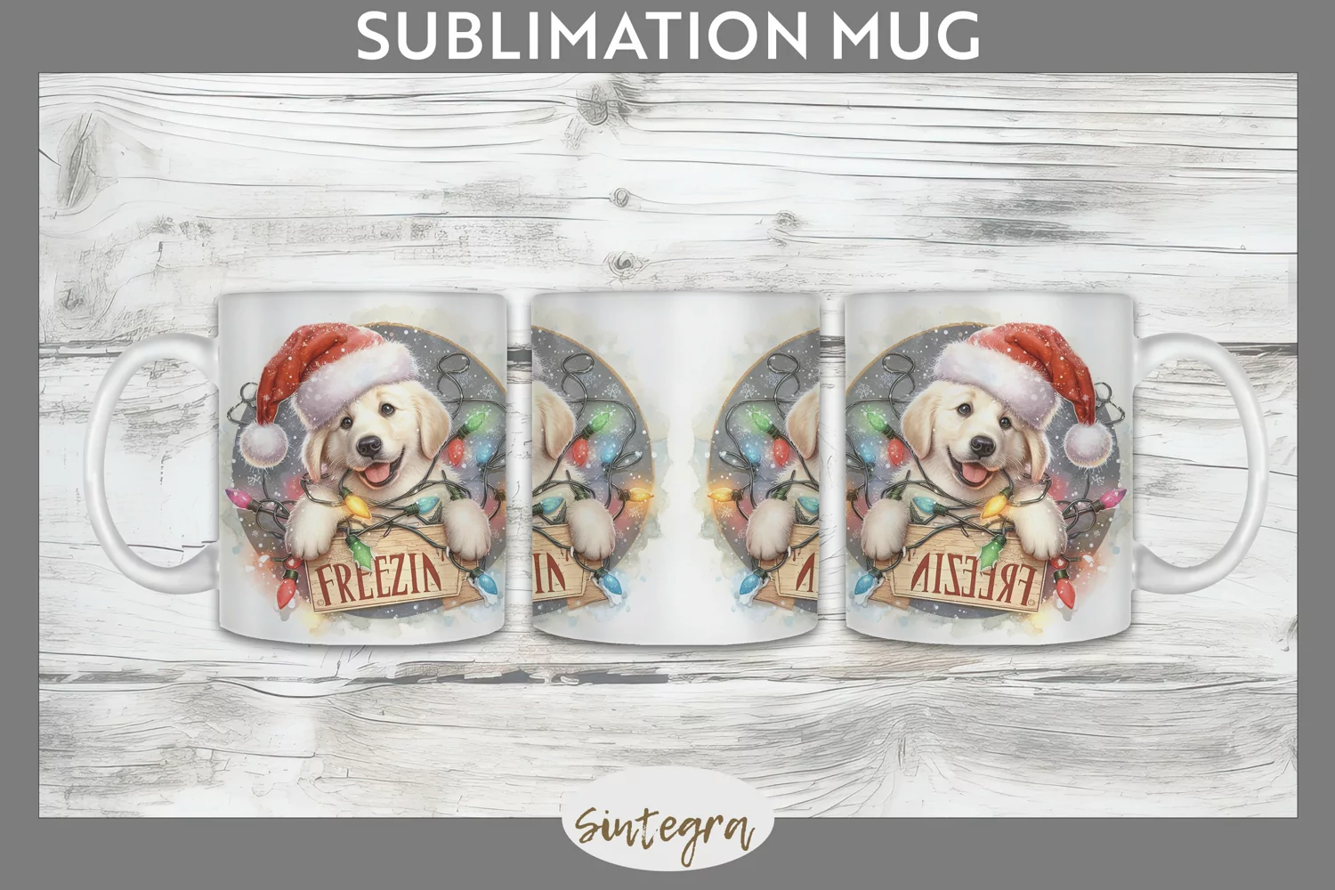 Christmas Vintage Freezin' Lab Entangled Mug Wrap Sublimatio product image 1