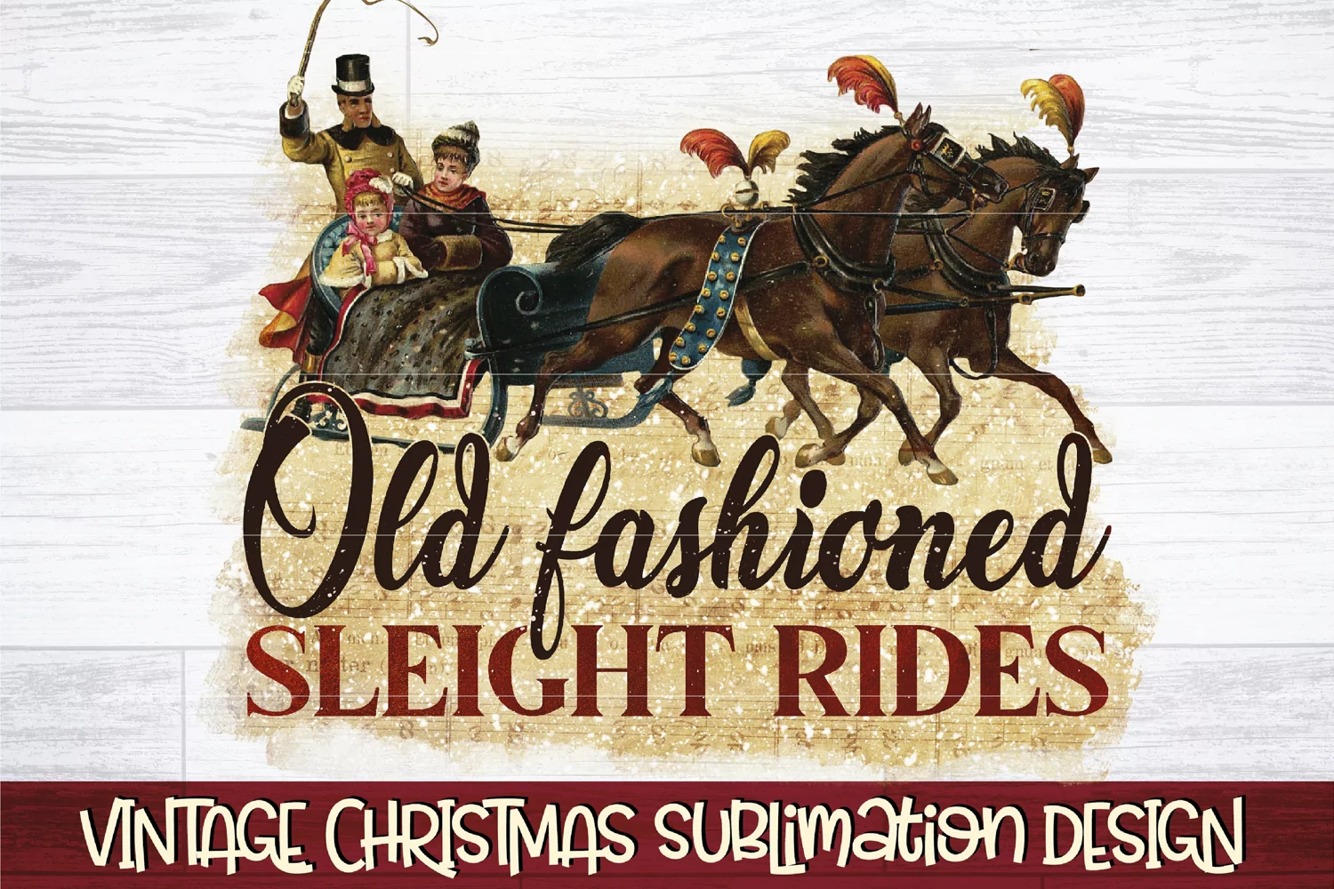 Old Fashioned Sleight Rides PNG | Christmas Sublimation PNG product image 1
