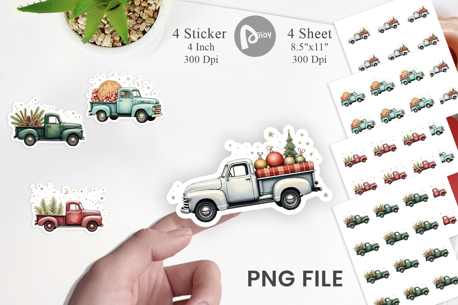 Christmas Vintage Truck Sticker product image 1
