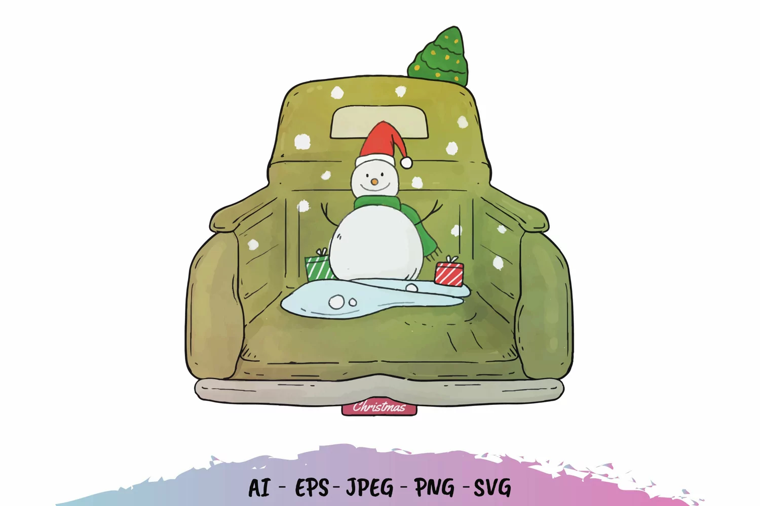 Christmas Vintage Truck Watercolor product image 1