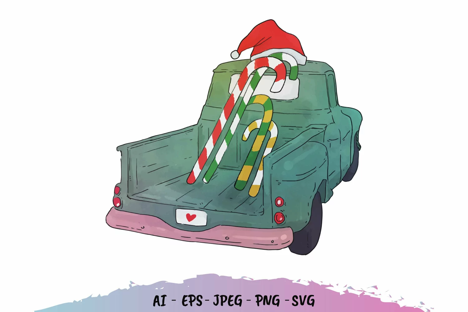 Christmas Vintage Truck Watercolor product image 1