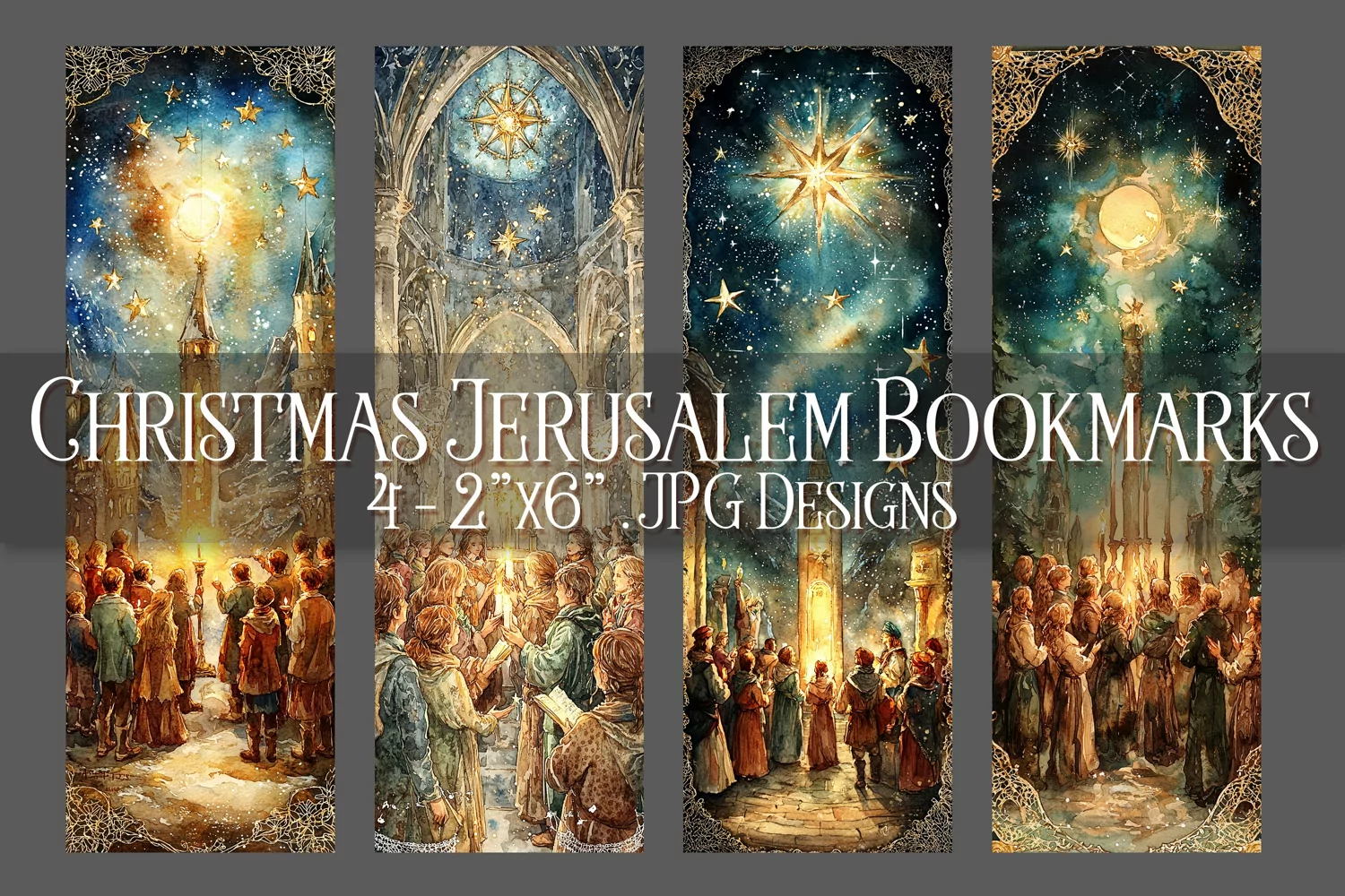 Christmas Bookmarks, Christmas Jerusalem 2x6 Bookmarks, s1 product image 1
