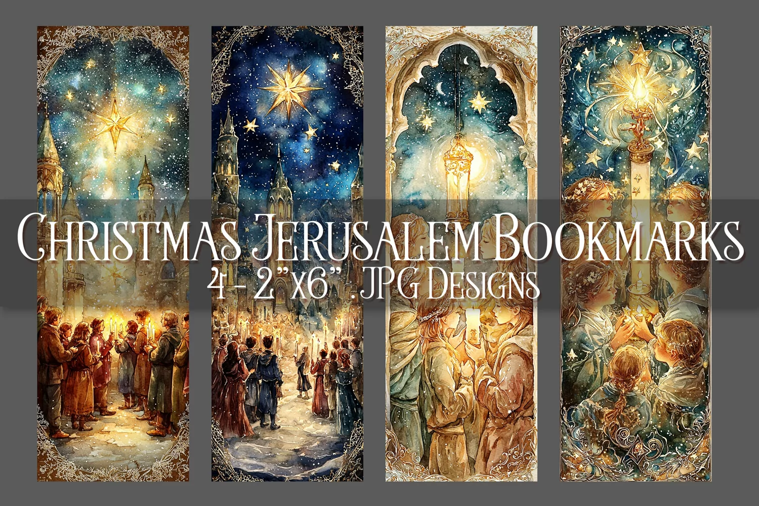 Christmas Bookmarks, Christmas Jerusalem 2x6 Bookmarks, s2 product image 1
