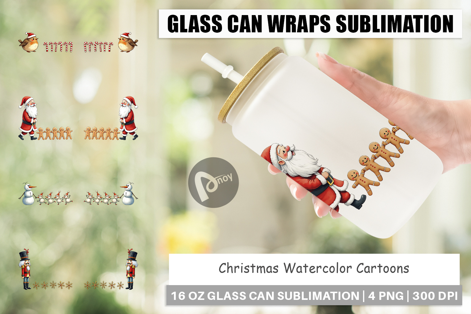 Christmas Cartoons Glass Can product image 1