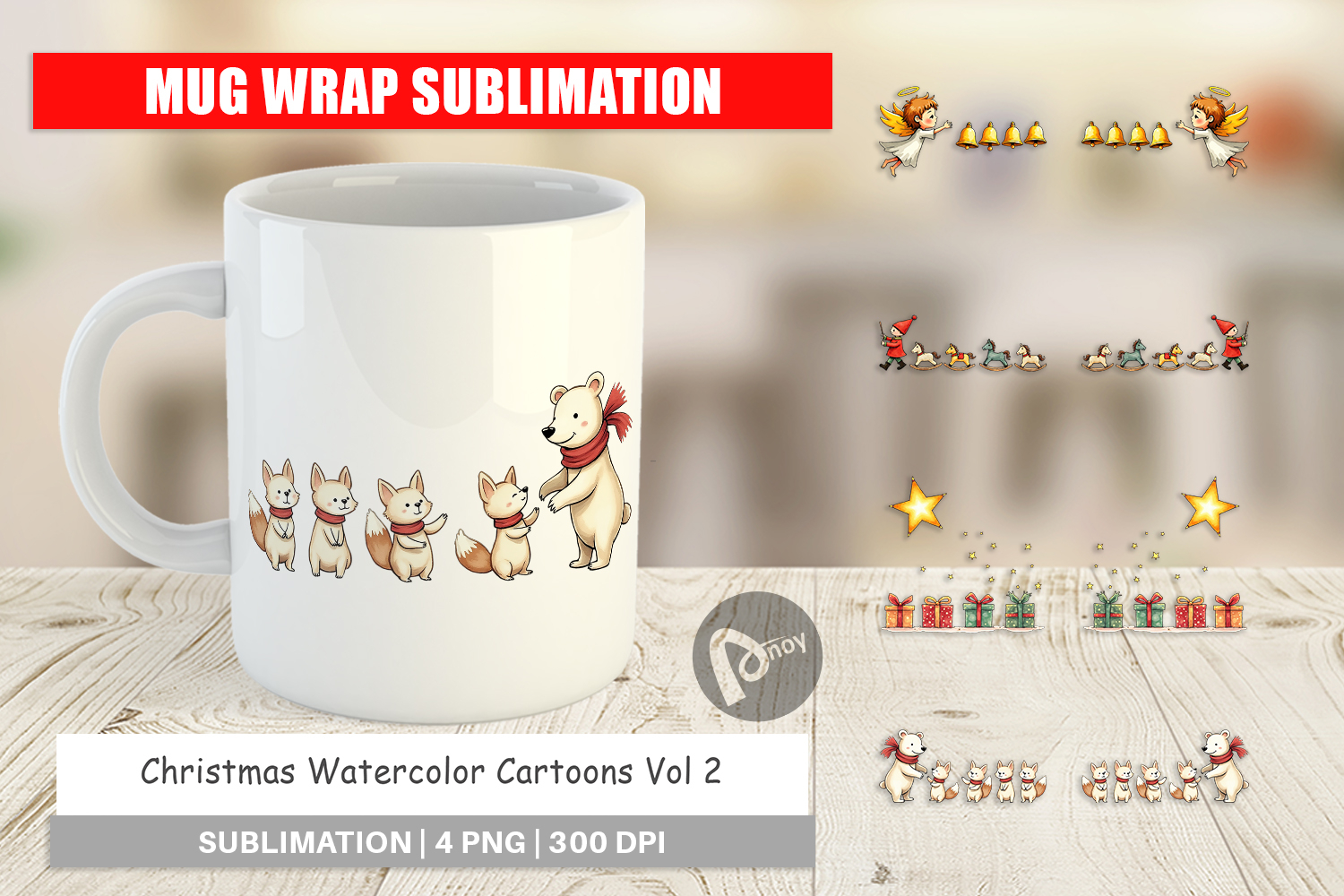 Christmas Cartoons Mug Wrap product image 1