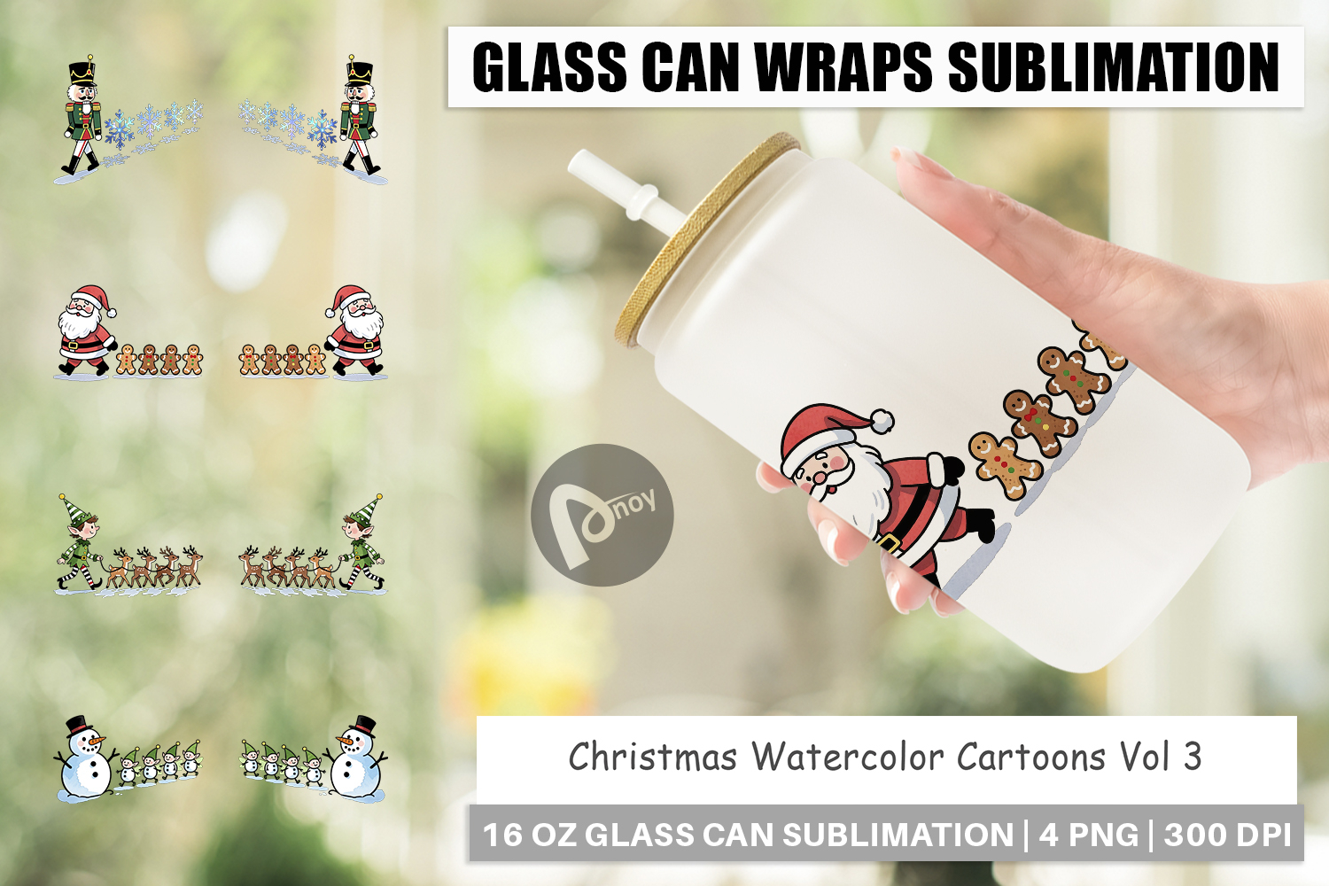 Christmas Cartoons 2 Glass Can product image 1