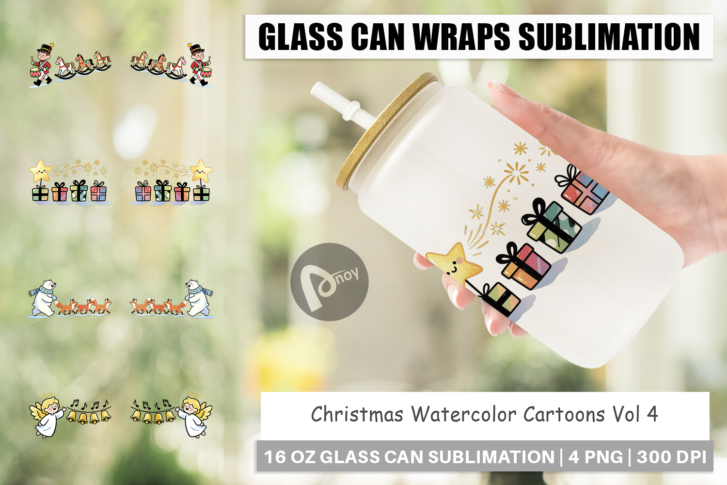 Christmas Cartoons 2 Glass Can product image 1
