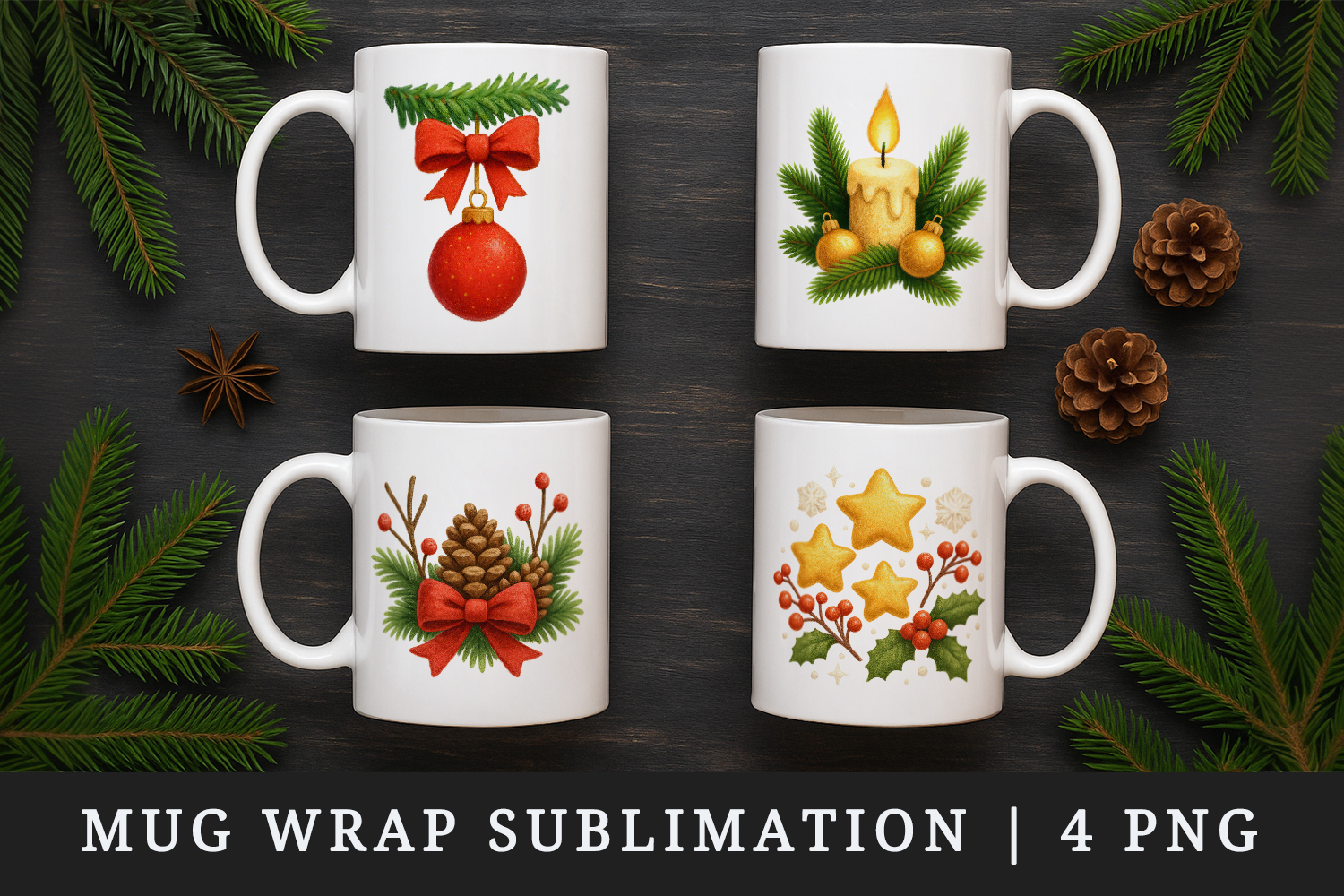 Christmas mug wrap printable sublimation design product image 1