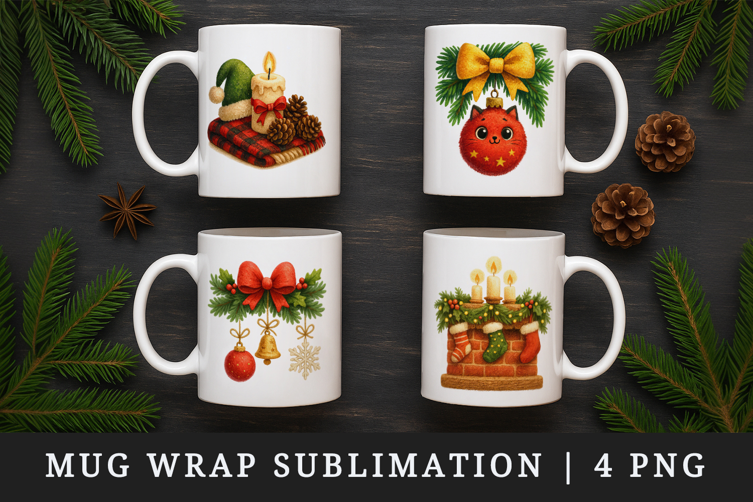 Christmas mug wrap printable sublimation design product image 1