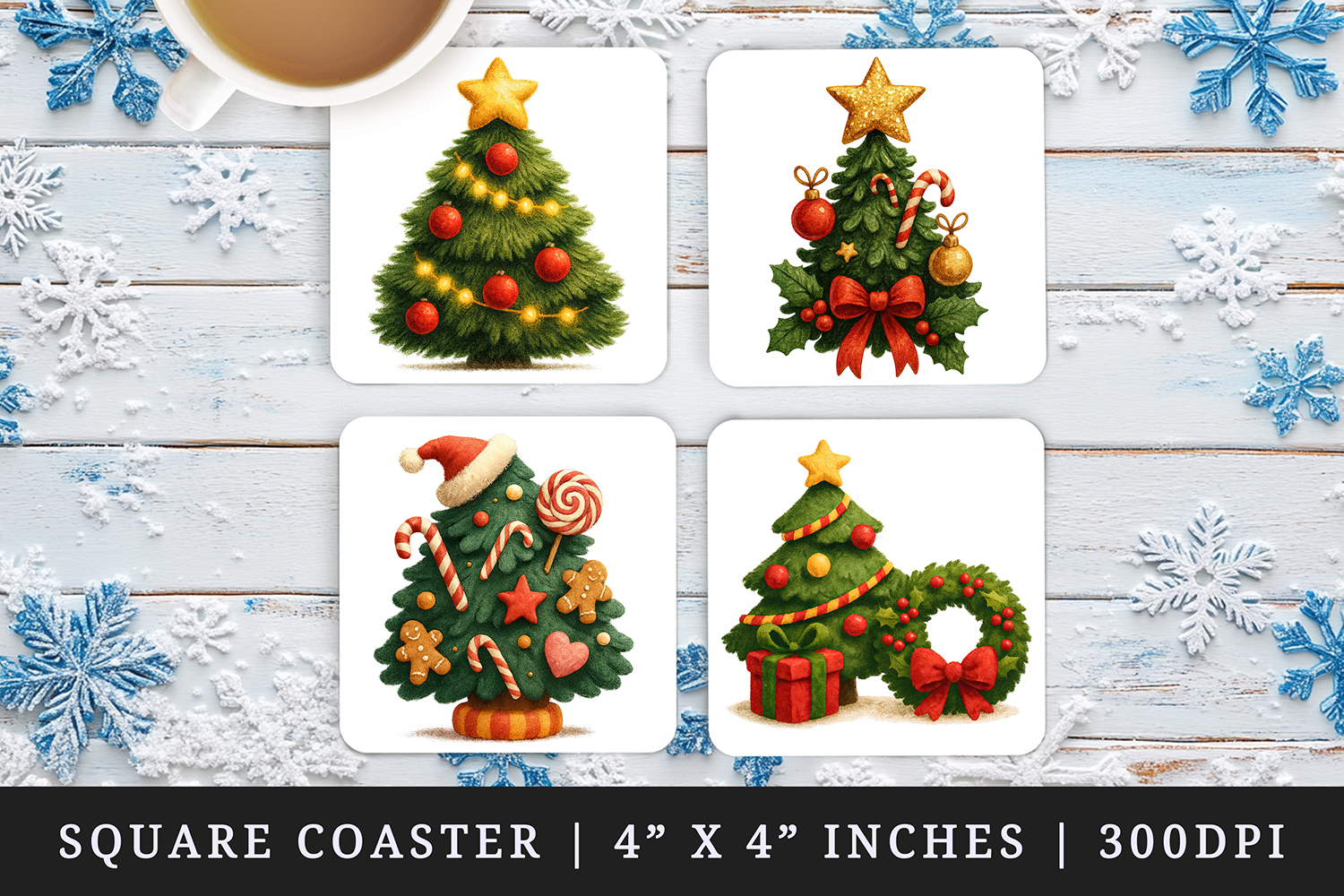 Christmas square coaster sublimation, coasters design product image 1