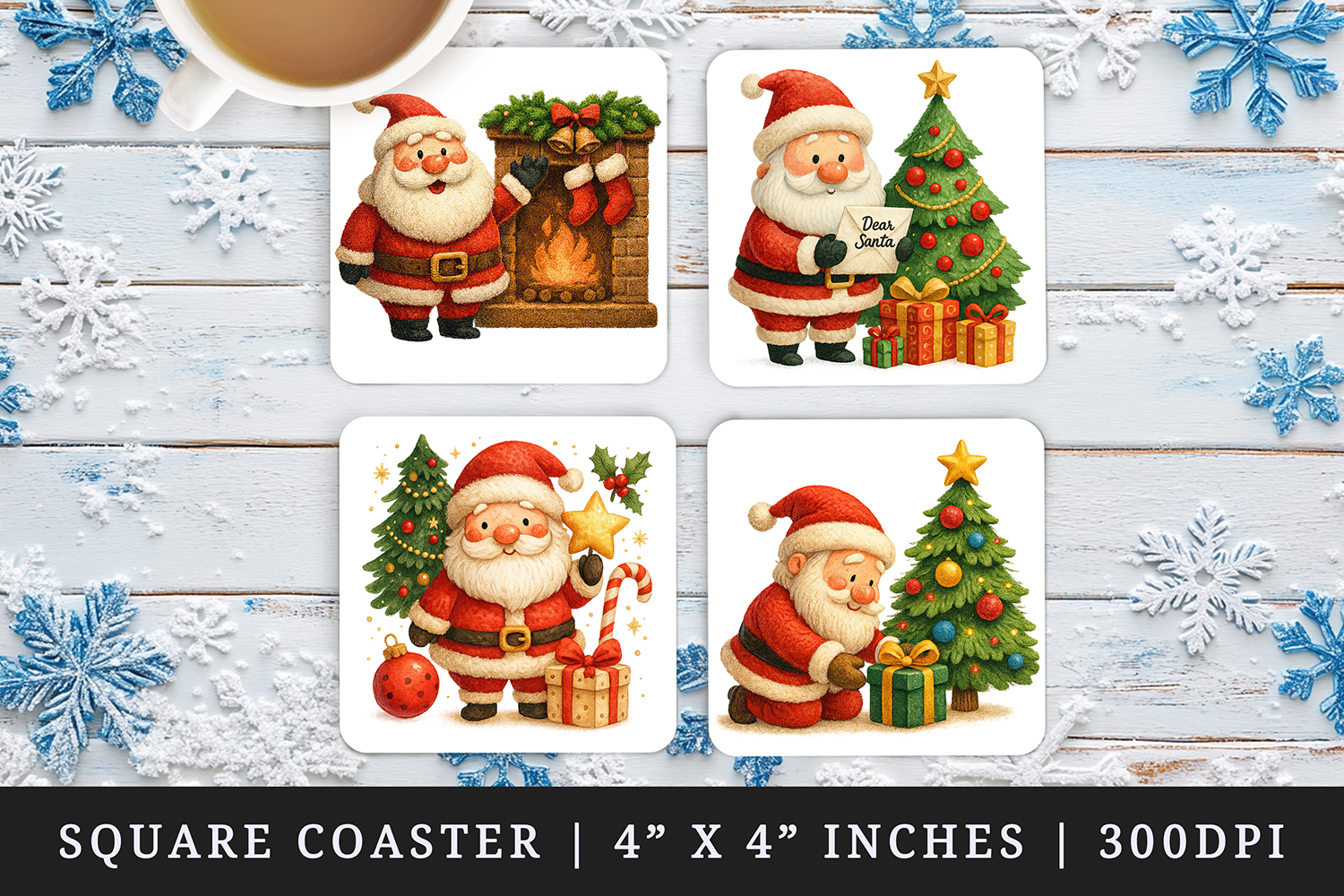 Christmas square coaster sublimation, coasters design product image 1