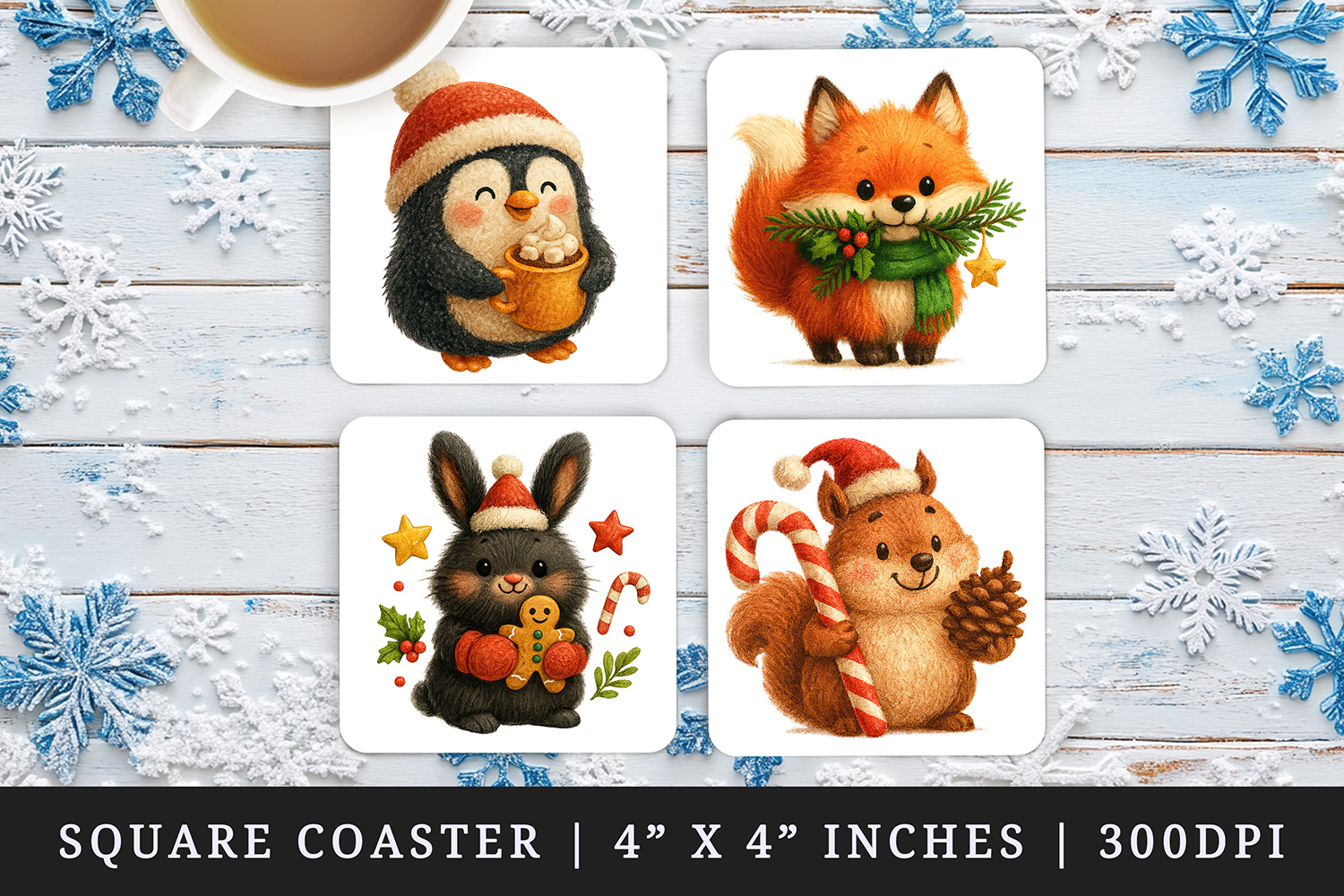 Christmas square coaster sublimation, coasters design product image 1